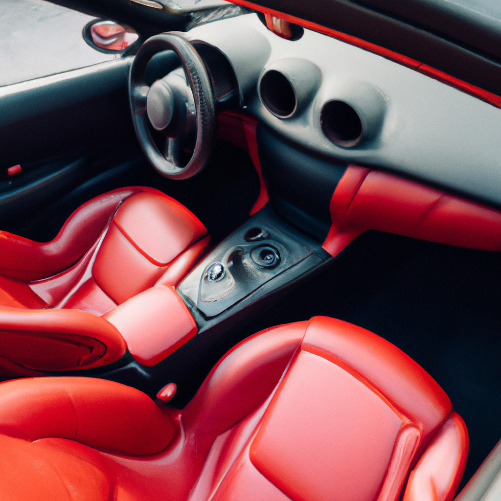 Red Sports Car Interior with Leather Seats and Dashboard