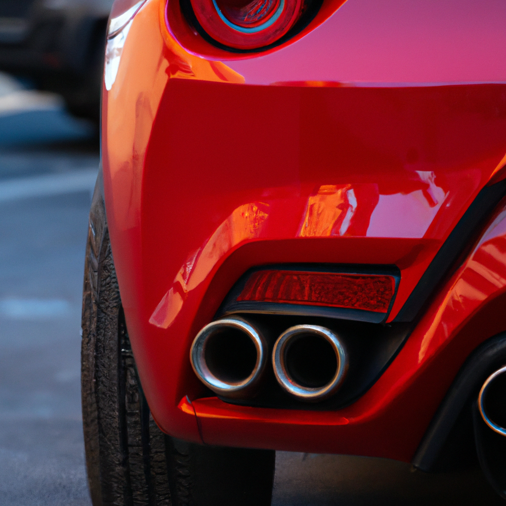 Red Sports Car Rear View Showing Exhaust System